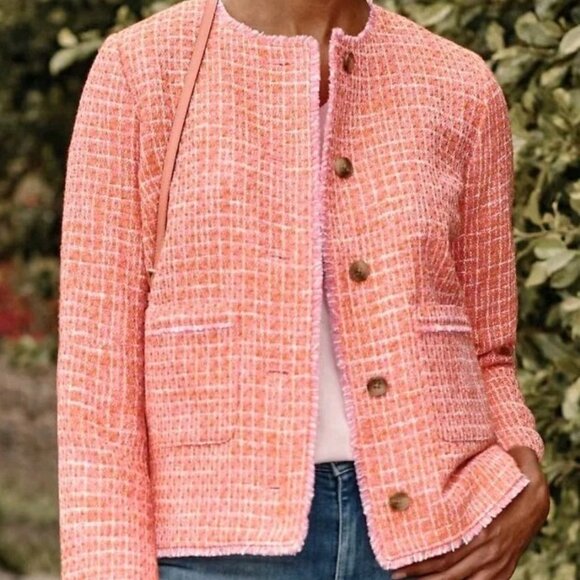 J. Jill Jackets & Blazers - NWT J Jill Womens Blazer Size LP Dahlia Tweed Clementine Fringe Pockets Jacket